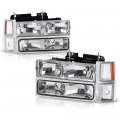 Chrome Housing Oe-style Headlight Bumper Corner Lamp Assembly For 1994-1999 Chevy C K Series Pickup Tahoe Suburban Driver 