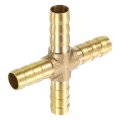 Brass 4 Way Pipe Fitting 8mm Cross Barb Union Adapter For Water Fuel Air Transport Connect Pipelines 