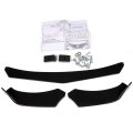 Universal Front Bumper Lip Splitter Diffuser 3 Piece Set Sharp Edge Gloss Black Polypropylene For Cars