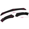 Universal Front Bumper Lip Splitter Diffuser 3 Piece Set Sharp Edge Gloss Black Polypropylene For Cars