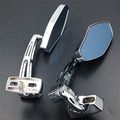 Chrome Adjustable Rearview Mirrors For Motorcycle Universal Fit 6mm Thread Convex Smoke Blue Glass With Aluminum Stem And