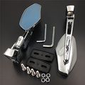 Chrome Adjustable Rearview Mirrors For Motorcycle Universal Fit 6mm Thread Convex Smoke Blue Glass With Aluminum Stem And