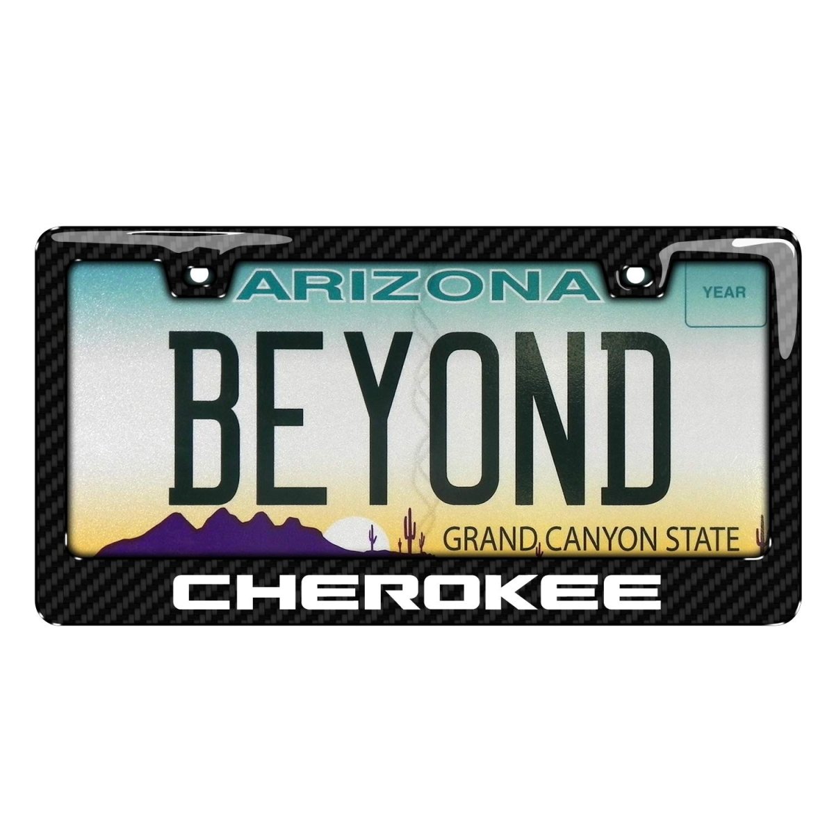 Jeep Cherokee License Plate Frame Black Real 3k Carbon Fiber Finish Abs Plastic Official Licensed Universal Fit 12 In X 6
