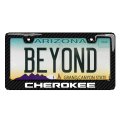 Jeep Cherokee License Plate Frame Black Real 3k Carbon Fiber Finish Abs Plastic Official Licensed Universal Fit 12 In X 6