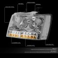 Auto Dynasty Led Drl Signal Chrome Housing Clear Corner Headlight Lamps Tool Kit Replacement For Chevy Avalanche Tahoe Suburban