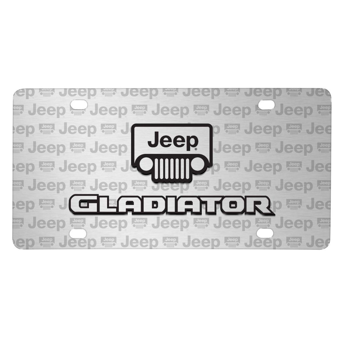 Jeep Gladiator 3d Logo Brushed Aluminum License Plate Official Licensed Black Pattern Universal Fit For Car Suv Truck 12 In X 6