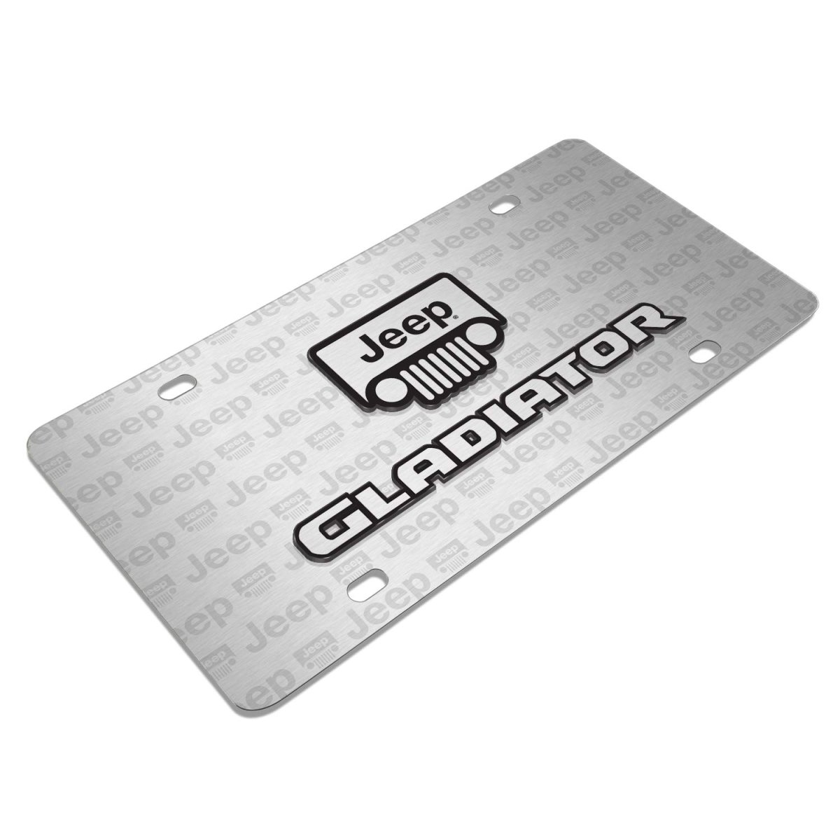 Jeep Gladiator 3d Logo Brushed Aluminum License Plate Official Licensed Black Pattern Universal Fit For Car Suv Truck 12 In X 6