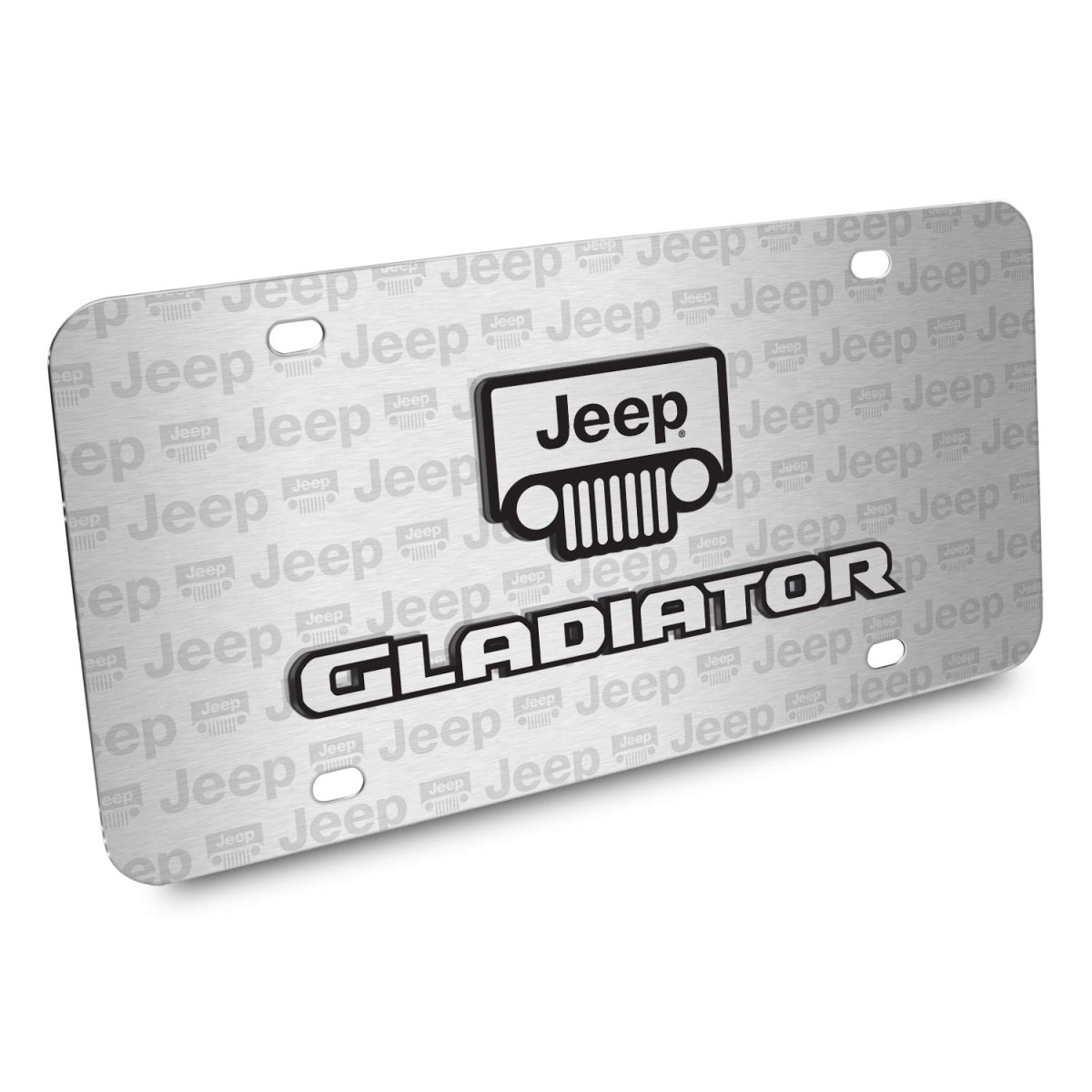 Jeep Gladiator 3d Logo Brushed Aluminum License Plate Official Licensed Black Pattern Universal Fit For Car Suv Truck 12 In X 6