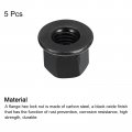 Uxcell M12 Flange Hex Nuts 5pcs Grade 8 Carbon Steel Black Oxide Finished For Machinery