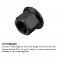 Uxcell M12 Flange Hex Nuts 5pcs Grade 8 Carbon Steel Black Oxide Finished For Machinery