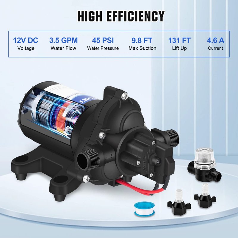 Eco-worthy Rv Fresh Water Pump 12v Dc 3 5gpm 45psi Upgraded Pressure Switch 12volt Self Priming Diaphragm On Demand For Yacht