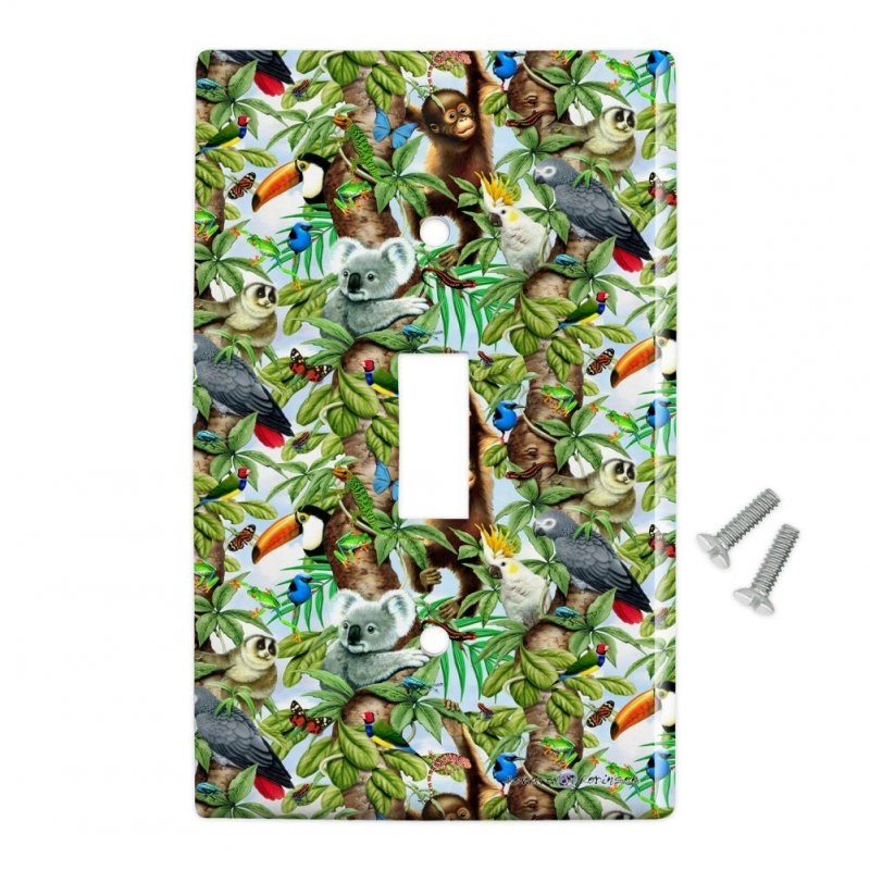 Animal Tree Of Life Monkey Koala Toucan Pattern Plastic Wall Decor Toggle Light Switch Plate Cover