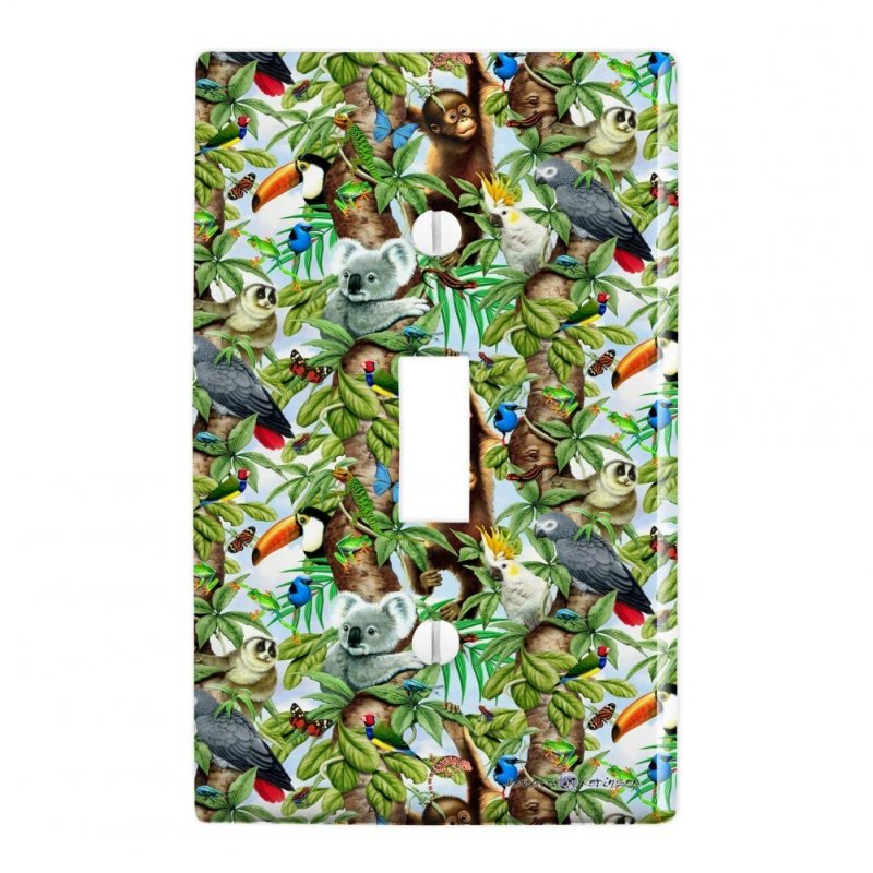 Animal Tree Of Life Monkey Koala Toucan Pattern Plastic Wall Decor Toggle Light Switch Plate Cover