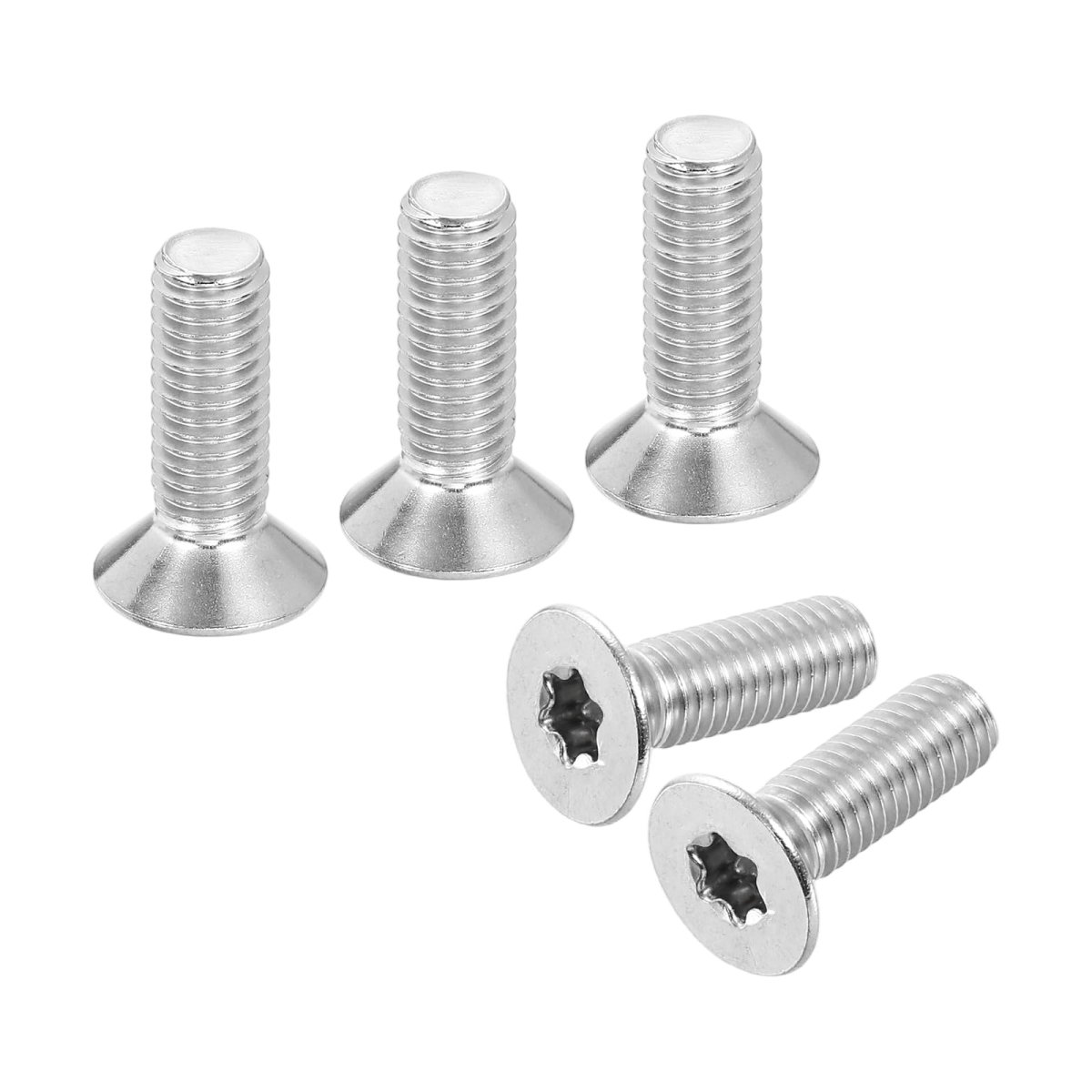 M8-1 25 X 25mm Flat Head Torx Anti Theft Machine Screws 10 Pcs 304 Stainless Steel Drive Countersunk Full Thread Silver