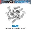 M8-1 25 X 25mm Flat Head Torx Anti Theft Machine Screws 10 Pcs 304 Stainless Steel Drive Countersunk Full Thread Silver