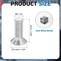 M8-1 25 X 25mm Flat Head Torx Anti Theft Machine Screws 10 Pcs 304 Stainless Steel Drive Countersunk Full Thread Silver