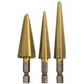 3 Qty Of High Speed Steel Stepless Drill Bits 