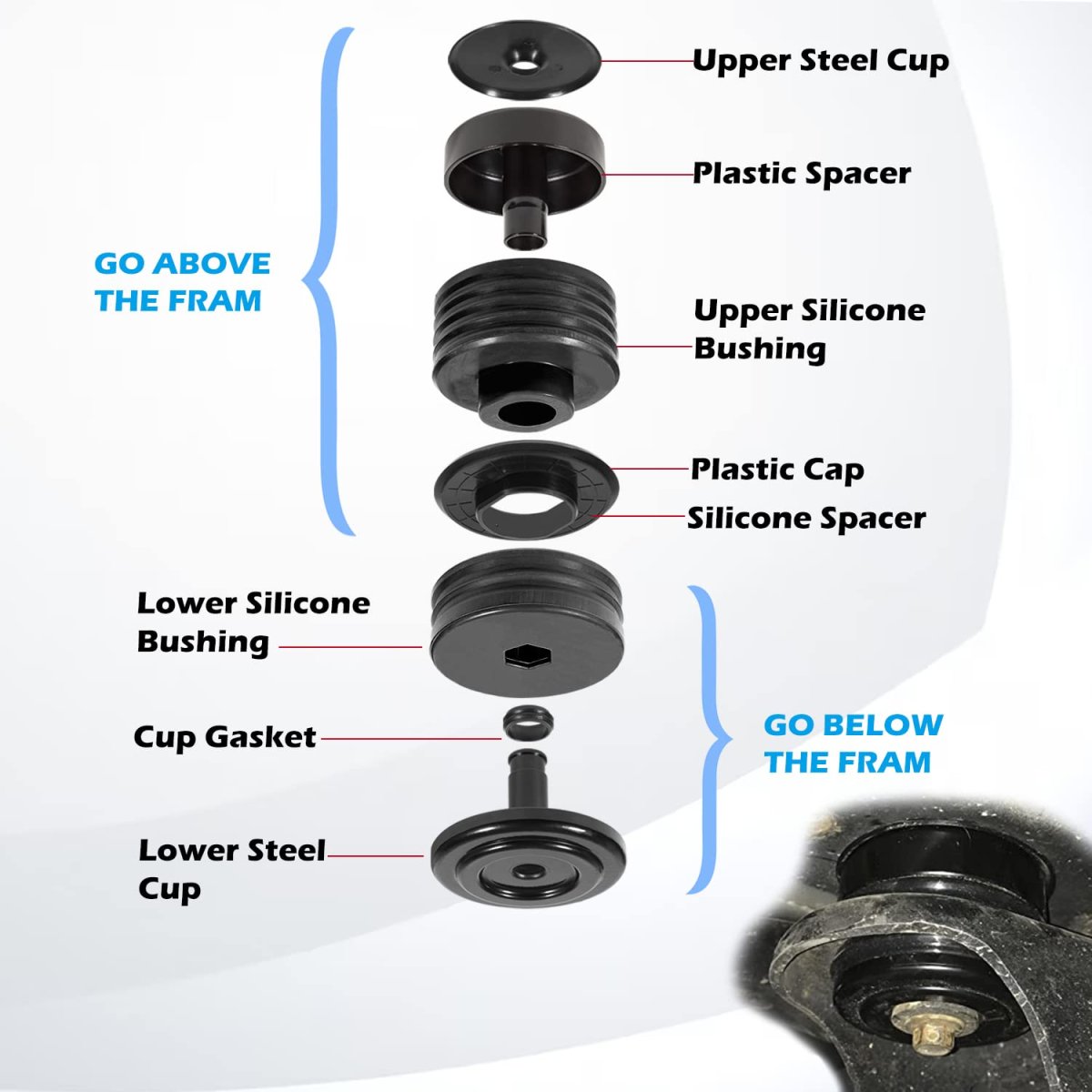Silicone Body Mount Kit For Ford F-250 F-350 Regular Extended Cab 2008-2016 Bushings Improve Bumpy Ride Durable Components
