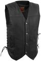 True Element Mens 10 Pocket Traditional Motorcycle Leather Vest Black Xx-large