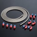 An10 16 4ft Stainless Steel Nylon Braided Fuel Line Hose Fitting End Adaptor Kit Silver Tube Od 21mm Id 14mm 