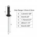 Uxcell Aluminum Blind Rivets 3 2mm X 5mm 1 8 13 64 Open End Rivet Flat Round Head For Joining Metal Plate Leather Black 200 Pcs