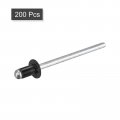 Uxcell Aluminum Blind Rivets 3 2mm X 5mm 1 8 13 64 Open End Rivet Flat Round Head For Joining Metal Plate Leather Black 200 Pcs