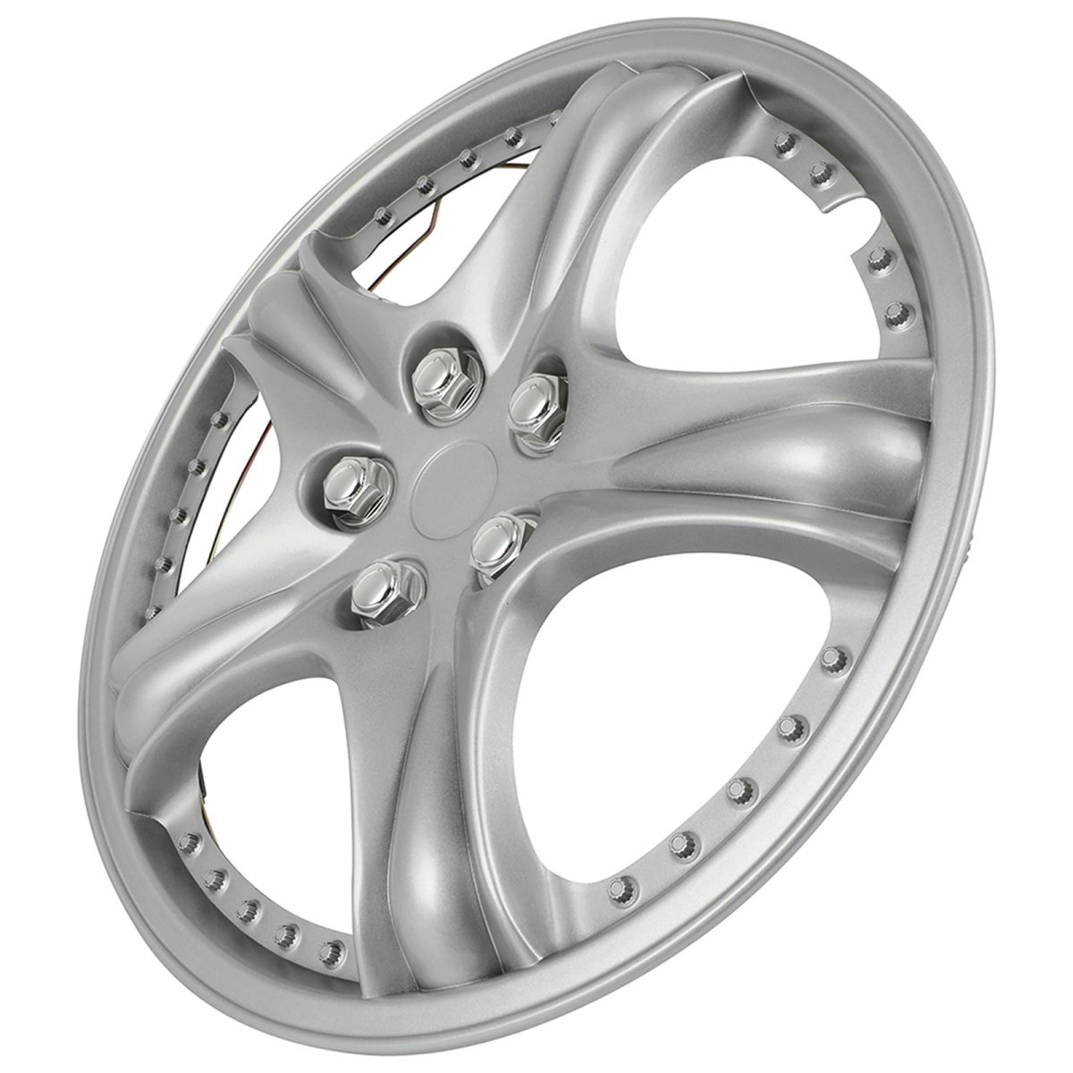 14 In Hubcap Wheel Covers Durable Abs Plastic And Carbon Steel Ring Heat Impact Resistant Fits Most Vehicle Brands Set Of 1