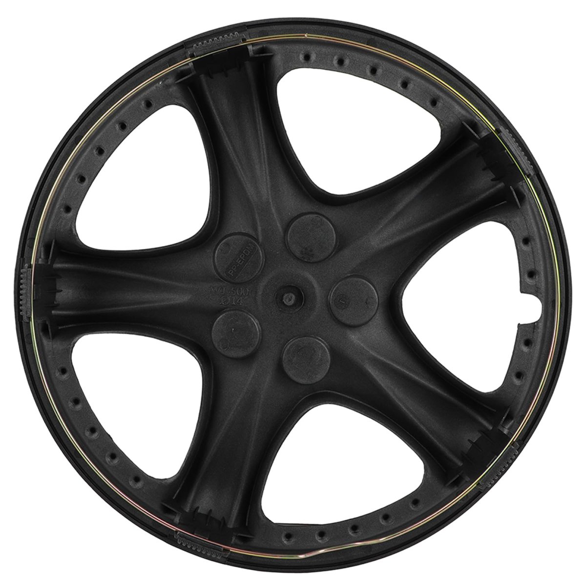 14 In Hubcap Wheel Covers Durable Abs Plastic And Carbon Steel Ring Heat Impact Resistant Fits Most Vehicle Brands Set Of 1