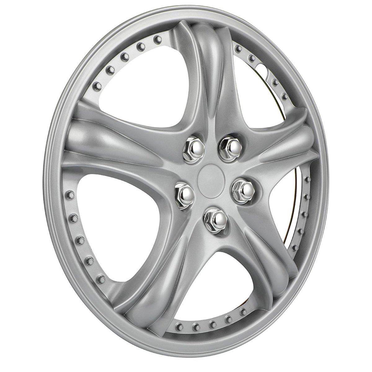 14 In Hubcap Wheel Covers Durable Abs Plastic And Carbon Steel Ring Heat Impact Resistant Fits Most Vehicle Brands Set Of 1