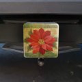 Christmas Holiday Poinsettia Flower Crown Tow Trailer Hitch Cover Plug Insert