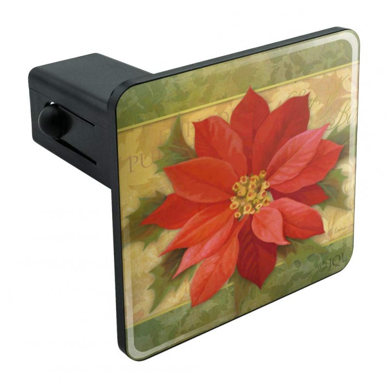 Christmas Holiday Poinsettia Flower Crown Tow Trailer Hitch Cover Plug For 1 25 In Receivers Black Abs Plastic With Uv