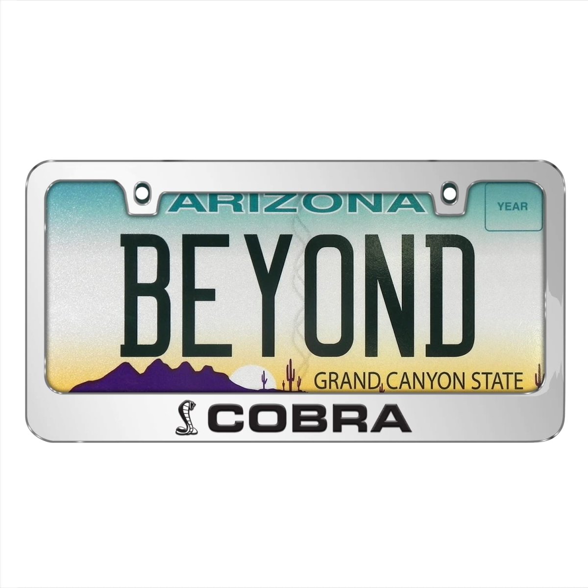 Ford Mustang Cobra In 3d On Mirror Chrome Metal License Plate Frame Official Licensed