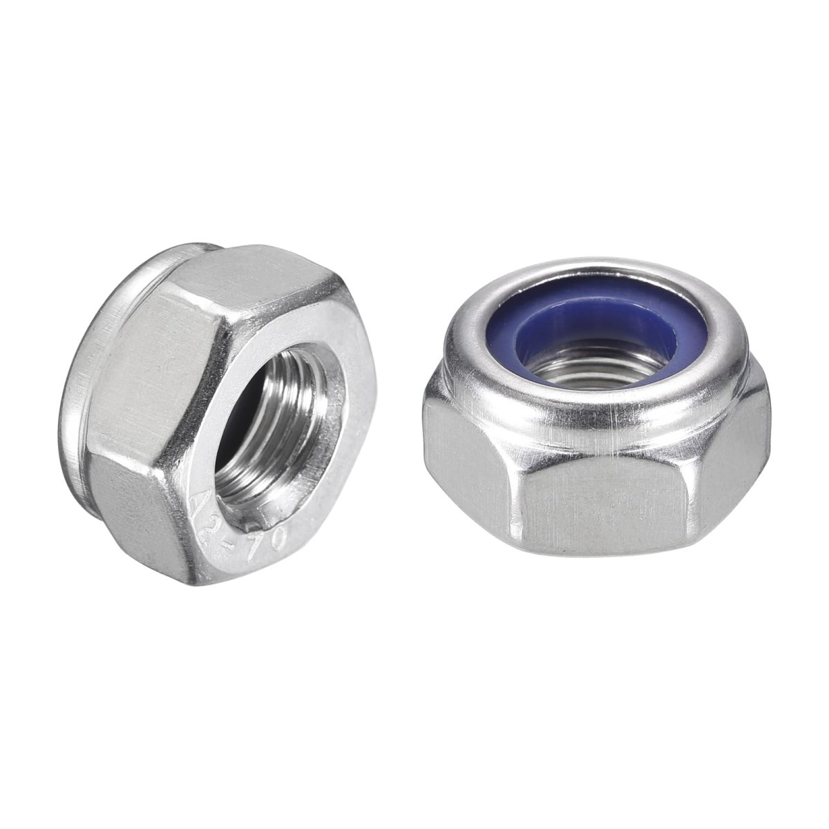 5pcs M10 X 1 Nylon Insert Hex Lock Nuts 304 Stainless Steel Self-locking Stop Nut For Industrial Construction Fasteners Silver