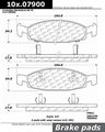 Centric 106 07900 Extended Wear Posi-quiet Semi Metallic Standard Brake Pad 