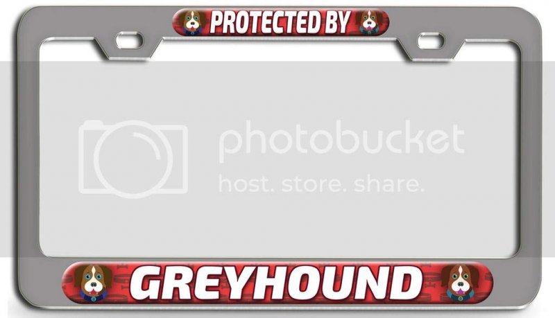 Protected By Greyhound Dogs Pets 3d Metal License Plate Frame Heavy Duty Steel Tag Holder For Auto Suv And Truck Universal Fit