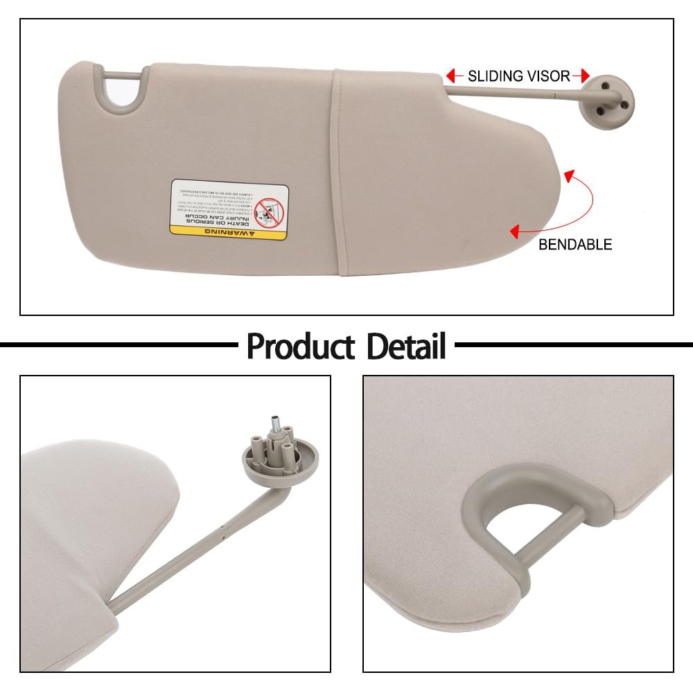 Sun Visor For Dodge Ram 1500 2500 3500 2002-2008 Driver Side Left Gray Replaces Oe 1ct17tl2aa