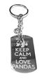 Keep Calm And Love Pandas Panda Bear Symbol Logo Metal Ring Key Chain Silver Stainless Steel Modern Animal Theme Keychain 