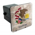 Rustic Illinois State Flag Distressed Usa Tow Trailer Hitch Cover Plug For 2 In Receivers Black Abs Plastic With Uv Resistant
