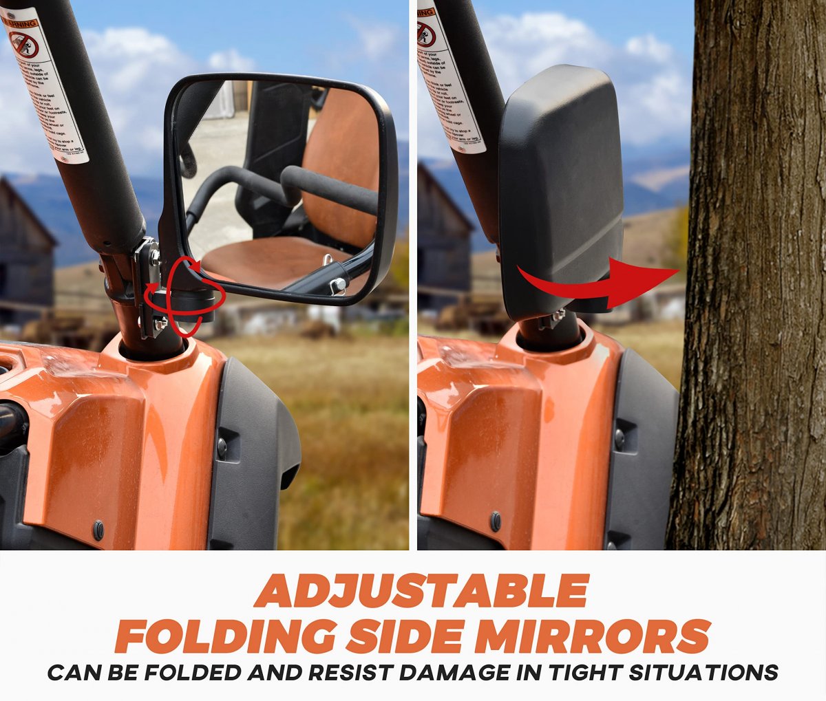 Center Rear View Mirror And Sides Kit For Yamahaking Viking Vi Convex Mirror Adjustable Folding Mirrors Viking Vi 2013-2023