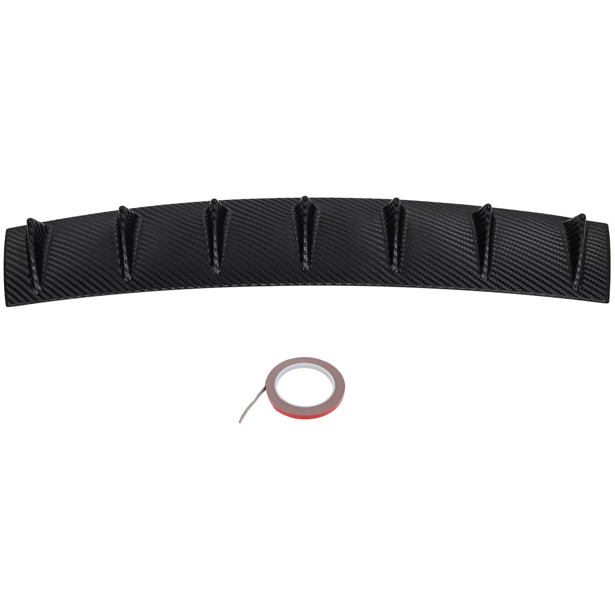 1pc Rear Lower Bumper Lip Diffuser Spoiler 7 Shark Fin Style For Universal Pp Glossy Carbon Look