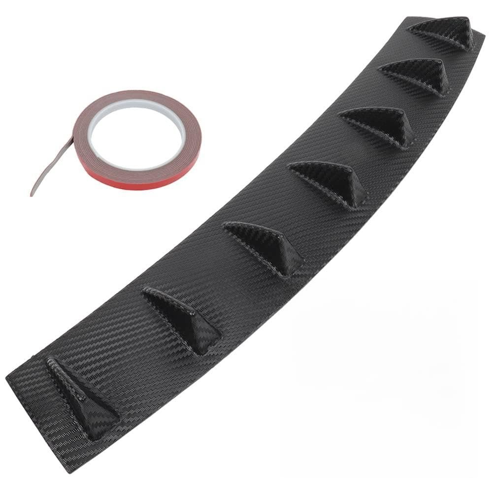 1pc Rear Lower Bumper Lip Diffuser Spoiler 7 Shark Fin Style For Universal Pp Glossy Carbon Look