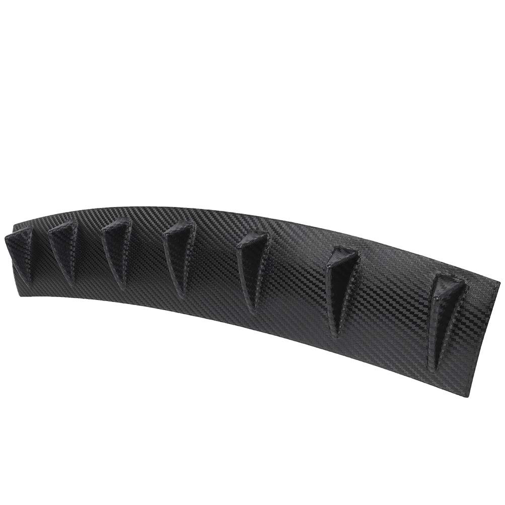 1pc Rear Lower Bumper Lip Diffuser Spoiler 7 Shark Fin Style For Universal Pp Glossy Carbon Look