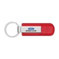 Ford Escape Red Pu Leather Strap Silver Metal Bar Key Chain Official Licensed