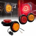 True Mods 4pc 2 Amber Red Round Trailer Led Clearance Marker Lights Dot Approved Reflector Lens Grommet Flush-mount Waterproof 