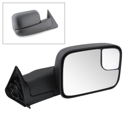 Manual Adjust Right Side Extendable Tow Mirror For Dodge Ram 94-01 Mir-dram94-ma-r Black Convex Glass With Telescoping Feature