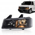 G-plus Headlight Headlamp W Bulbs Compatible With Chevy Express 1500 2003-2014 2500 3500 2003-2023 Fit Gmc Savana Clear Lens