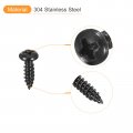 Uxcell 3mm X 10mm Phillips Pan Head Self-tapping Screw 100pcs 304 Stainless Steel Round Wood Full Thread Black