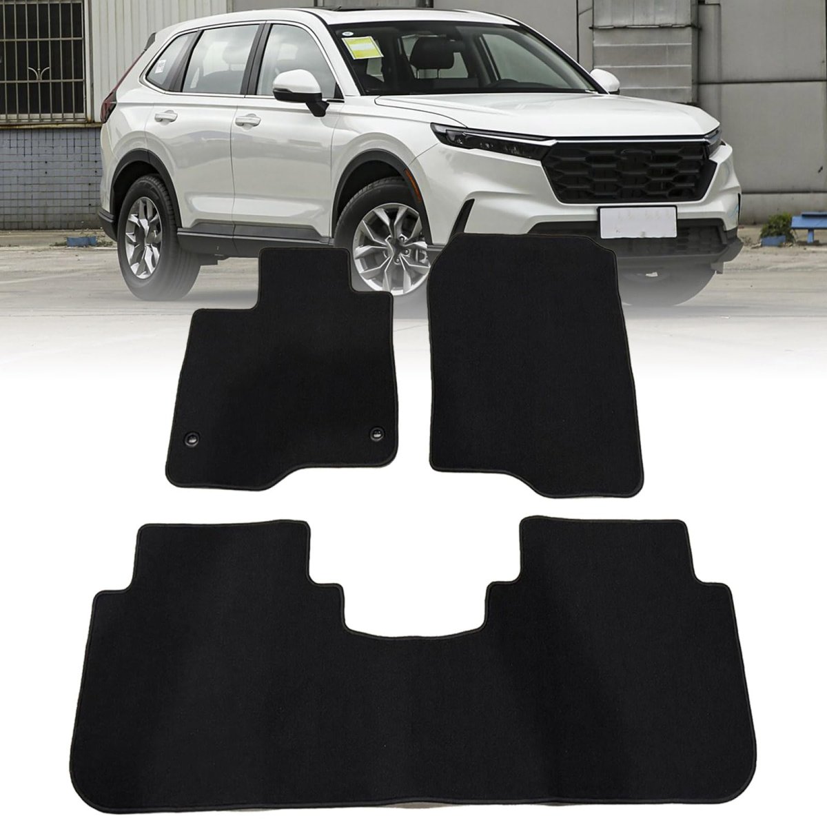 3 Pieces Black Velour Carpet Floor Mats Front Rear For Honda Crv Cr-v 2023 2024 2025