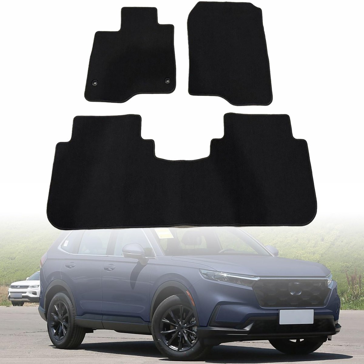 3 Pieces Black Velour Carpet Floor Mats Front Rear For Honda Crv Cr-v 2023 2024 2025
