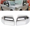 Ecotric Top Half Side Mirror Covers Compatible With 2015-2020 Ford F150 F-150 Driver Passenger Chrome 2 Pcs Cover Replacement